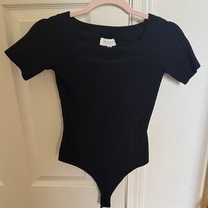 Promise Elegant Black Ribbed Bodysuit